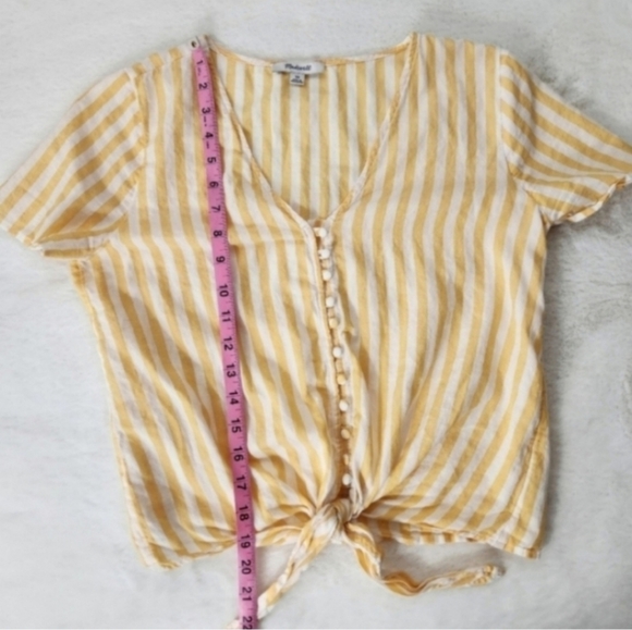 Madewell Striped Yellow Tie-Front Top - Picture 5 of 8